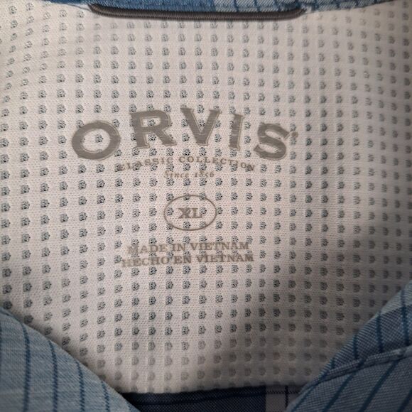 Orvis Shirt Men XL Blue Plaid Button Down Short Sleeve Fishing Hiking Tech - Picture 4 of 11